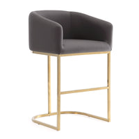 Tabouret bar Louvre de Manhattan Comfort de hauteur comptoir de 36 po en acier inoxydable - gris et doré titane