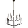 Lustre Eleanor de Dainolite avec fini noir mat et 14 ampoules