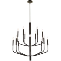 Lustre Eleanor de Dainolite avec fini noir mat et 14 ampoules