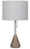 Lampe de table Freya de Kort & Co. de 24,5 po en métal, blanche et grain de bois