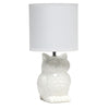 Lampe de table contemporaine en forme de hibou de Simple Designs de 12,8 po en céramique avec abat-jour en tissu assorti - blanc cassé