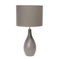 Lampe de table de Simple Designs à base en céramique en forme de quille ovale - grise