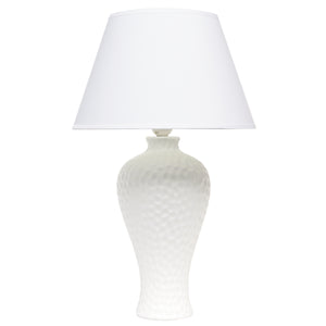 Lampe de table de Simple Designs courbée en céramique à stuc texturé - blanche
