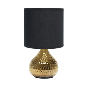 Mini lampe de table de Simple Designs en forme de goutte dorée martelée - noire