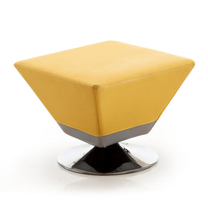 Pouf pivotant Diamond de Manhattan Comfort en chrome poli - jaune