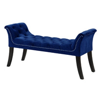 Banc Imperial capitonné bleu marine avec accoudoirs