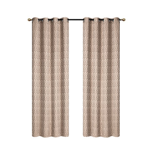 Rideau de 84 po taupe en jacquard à motif cubique - ensemble de 2