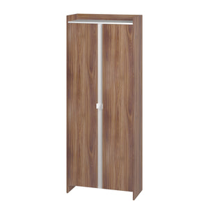 Armoire de rangement Ratzer de Manhattan Comfort de style moderne du milieu du 20e siècle avec 11 tablettes - brune et blanche