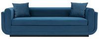 Sofa contemporain Edmonda de Manhattan Comfort en velours avec coussins - bleu saphir