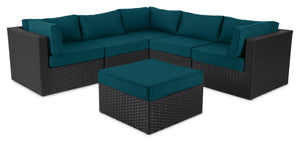 Ensemble Barbados 6 pièces pour la terrasse avec pouf - bleu 