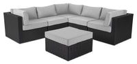  Ensemble Barbados 6 pièces pour la terrasse avec pouf - gris