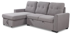 Sofa-lit sectionnel de gauche Carter 2 pièces en tissu d'apparence lin - gris Solis
