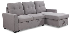Sofa-lit sectionnel de droite Carter 2 pièces en tissu d'apparence lin - gris Solis