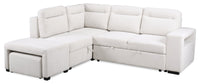  Sofa-lit sectionnel de gauche Coast 3 pièces en tissu blanc ivoire avec fauteuil long de rangement et accoudoir de rangement