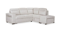  Sofa-lit sectionnel de droite Coast 3 pièces en tissu blanc ivoire avec fauteuil long de rangement et accoudoir de rangement