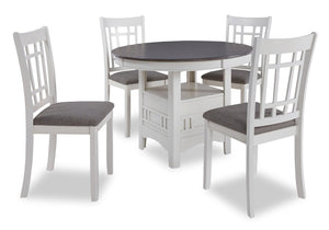 Ensemble de salle à manger Dena 5 pièces avec table ronde, rallonge de 42 po à 60 po (L) et chaises - blanc