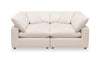 Sofa sectionnel modulaire de style cocon Eclipse 4 pièces en tissu d’apparence lin avec coussins réversibles en duvet et plumes - blanc lin