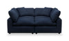 Sofa sectionnel modulaire de style cocon Eclipse 4 pièces en tissu d’apparence lin avec coussins réversibles en duvet et plumes - bleu marine