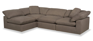 Sofa sectionnel modulaire Eclipse 4 pièces en tissu d'apparence lin - ardoise