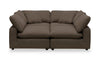 Sofa sectionnel modulaire de style cocon Eclipse 4 pièces en tissu d’apparence lin avec coussins réversibles en duvet et plumes - gris ardoise