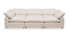 Sofa sectionnel modulaire de style cocon Eclipse 6 pièces en tissu d’apparence lin avec coussins réversibles en duvet et plumes - blanc lin