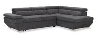  Sofa-lit sectionnel de droite Element avec tissu d’apparence lin - gris