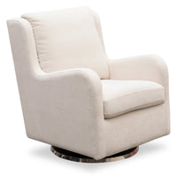  Fauteuil d’appoint à oreilles coulissant et pivotant Ellie de 29 po en tissu d’apparence lin beige avec accoudoirs en retrait