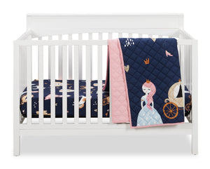 Literie Emmy 3 pièces pour lit de bébé - bleu marine et rose