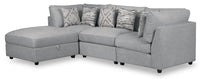  Sofa sectionnel modulaire Evolve de Scott Living 4 pièces en tissu d’apparence lin avec pouf et coussins en duvet et plumes - gris