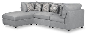 Sofa sectionnel modulaire Evolve de Scott Living 4 pièces en tissu d’apparence lin avec pouf et coussins en duvet et plumes - gris