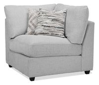  Fauteuil modulaire en coin Evolve de Scott Living de 39,5 po en tissu d’apparence lin avec coussins en duvet et plumes - gris clair