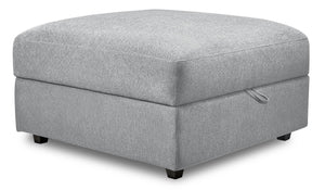 Pouf de rangement modulaire Evolve de Scott Living de 39,5 po en tissu d’apparence lin avec coussin en duvet et plumes - gris