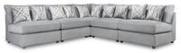  Sofa sectionnel modulaire Evolve 5 pièces en tissu apparence lin avec 4 fauteuils sans accoudoirs - gris 