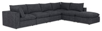  Sofa sectionnel modulaire Fusion 6 pièces en tissu de chenille gris anthracite avec coussins de dossier amovibles en duvet et plumes