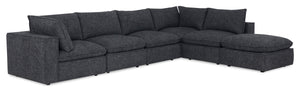 Sofa sectionnel modulaire Fusion 6 pièces en tissu de chenille gris anthracite avec coussins de dossier amovibles en duvet et plumes