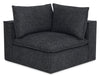 Fauteuil modulaire en coin Fusion de 41,73 po en tissu de chenille gris anthracite avec coussin de dossier amovible en duvet et plumes