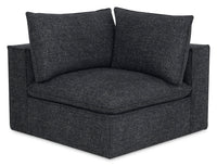  Fauteuil modulaire en coin Fusion de 41,73 po en tissu de chenille gris anthracite avec coussin de dossier amovible en duvet et plumes