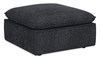  Pouf Fusion de 33,85 po en tissu de chenille gris anthracite avec coussin en duvet et plumes