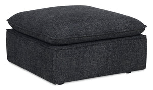 Pouf Fusion de 33,85 po en tissu de chenille gris anthracite avec coussin en duvet et plumes