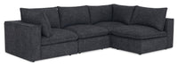  Sofa sectionnel modulaire Fusion 4 pièces en tissu de chenille gris anthracite avec coussins de dossier amovibles en duvet et plumes