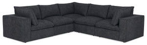 Sofa sectionnel modulaire Fusion 5 pièces en tissu de chenille gris anthracite avec coussins de dossier amovibles en duvet et plumes