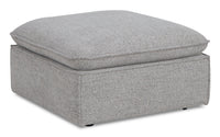  Pouf Fusion de 33,85 po en tissu de chenille gris argenté avec coussin en duvet et plumes