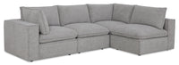  Sofa sectionnel modulaire Fusion 4 pièces en tissu de chenille gris argenté avec coussins de dossier amovibles en duvet et plumes