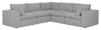  Sofa sectionnel modulaire Fusion 5 pièces en tissu de chenille gris argenté avec coussins de dossier amovibles en duvet et plumes