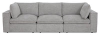  Sofa modulaire Fusion de 116,92 po en tissu de chenille gris argenté avec coussins de dossier amovibles en duvet et plumes