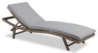 Chaise longue Isla pour la terrasse à l’extérieur avec dossier réglable, osier en résine, résistante aux rayons UV et aux intempéries - grise