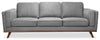 Sofa Kassia Kort & Co. de 90,6 po en tissu d'apparence lin gris avec base et pattes en bois