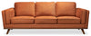 Sofa Kassia Kort & Co. de 90,6 po en tissu d'apparence lin orange avec base et pattes en bois