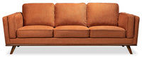  Sofa Kassia Kort & Co. de 90,6 po en tissu d'apparence lin orange avec base et pattes en bois