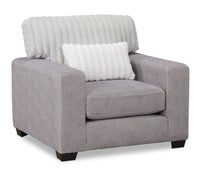  Fauteuil Koda de 41 po fabriqué au Canada en tissu de chenille et de fausse fourrure avec coussins amovibles - gris Paloma luxueux